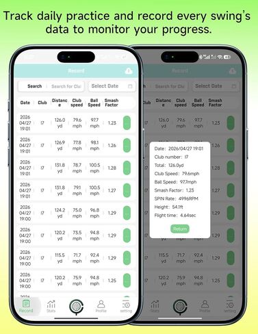 Portable Golf Launch Monitor & Simulator, Mobile Launch Monitor for Golf Swing Analysis,Simulators for Home ，Training & Swing Analyzer, 3D Driving Range, 3D Trajectory& Video Record for iOS/Android in Kuwait