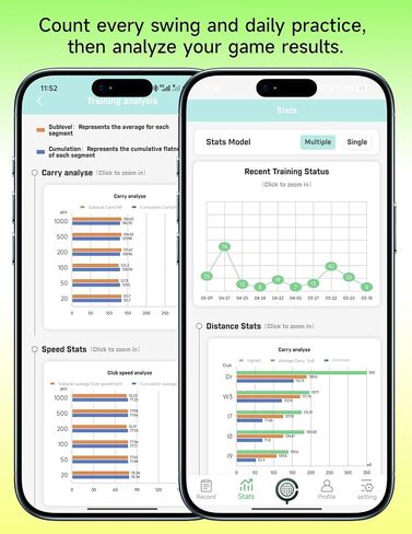 Portable Golf Launch Monitor & Simulator, Mobile Launch Monitor for Golf Swing Analysis,Simulators for Home ，Training & Swing Analyzer, 3D Driving Range, 3D Trajectory& Video Record for iOS/Android in Kuwait