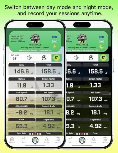 Portable Golf Launch Monitor & Simulator, Mobile Launch Monitor for Golf Swing Analysis,Simulators for Home ，Training & Swing Analyzer, 3D Driving Range, 3D Trajectory& Video Record for iOS/Android in Kuwait