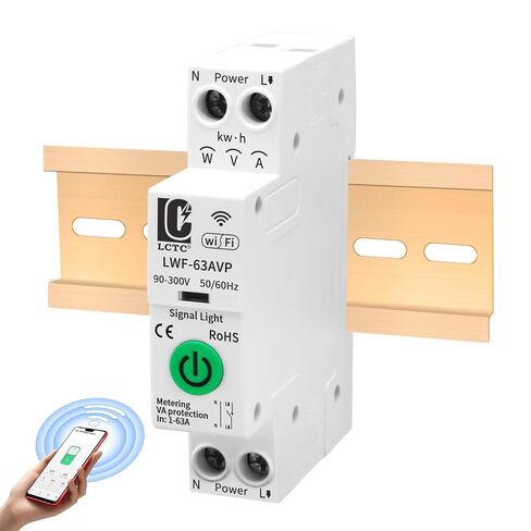 Smart WiFi Switch 110V,din Rail,1–63A Adjustable, 1P,Circuit Breaker,90–300V Wide Voltage, Remote App Control, Overload & Short-Circuit Protection,10A 16A 20A 25A in Kuwait
