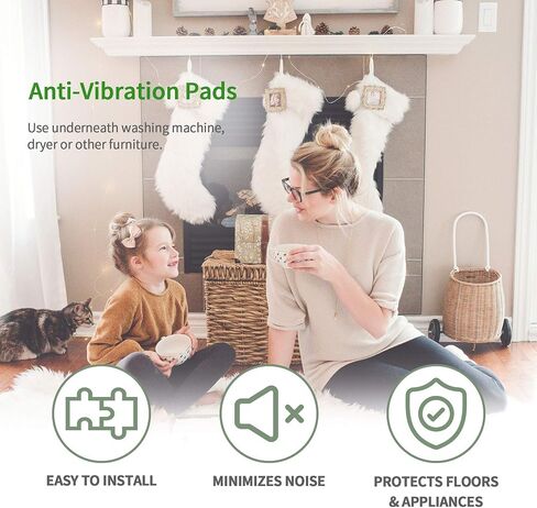 [What'sUp?] Anti Vibration Pads for Washing Machine- Washer Dryer Noise Reduction& Shock Absorbing Rubber Feet - Heavy Duty Anti-Slip Pads for Furniture, Appliances, and Equipment- 8 Pack for Home Use in Kuwait