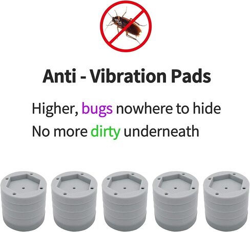 [What'sUp?] Anti Vibration Pads for Washing Machine- Washer Dryer Noise Reduction& Shock Absorbing Rubber Feet - Heavy Duty Anti-Slip Pads for Furniture, Appliances, and Equipment- 8 Pack for Home Use in Kuwait