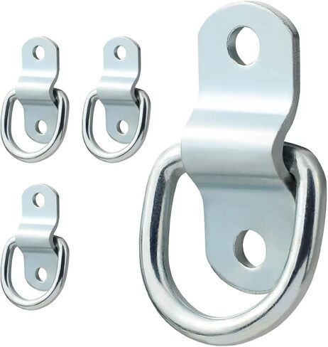 4Pcs D-Ring Anchors, 1/4 Inch Silver Hooks with Mounting 4 in Kuwait