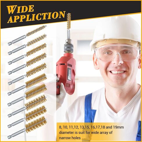 Zonon 30 Pcs Bore Brush for Drill Wire Bore Cleaning Brush Set for Power Drill Impact Driver 1/4 Inch Hex Shank, 8, 10, 11, 12, 13, 15, 16, 17, 18 and 19mm(Stainless Steel, Brass, Nylon) in Kuwait