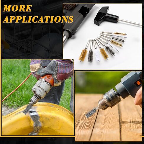 Zonon 30 Pcs Bore Brush for Drill Wire Bore Cleaning Brush Set for Power Drill Impact Driver 1/4 Inch Hex Shank, 8, 10, 11, 12, 13, 15, 16, 17, 18 and 19mm(Stainless Steel, Brass, Nylon) in Kuwait