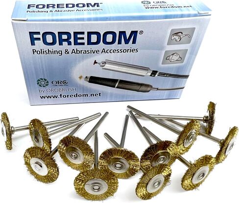 Foredom Mounted Brush, Brass Wire, 19Mm, 2.35Mm, 3/32" shank- 12 pack in Kuwait