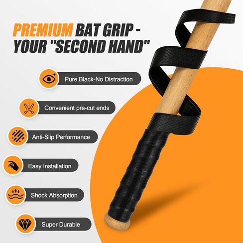 2 Pack Softball Bat Grip Tape, 1.5mm Bat Grip with Full Adhesive, No-Slip Debossed 3D Texture Bat Tape & Bat Wrap, 43.3" Easy Install Baseball Grip Tape, Comfortable Cushion Control in Kuwait