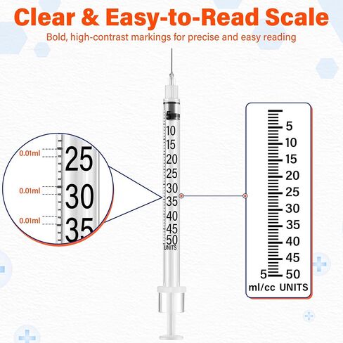 Ezoon 100 Pack U-100 0.5ml/cc 30G 5/16" (8mm) Lab Liquid Measurement | Individually wrapped, Laboratory use, Industrial use only in Kuwait