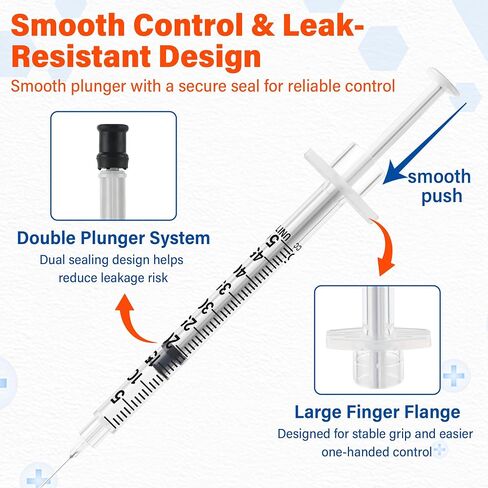 Ezoon 100 Pack U-100 0.5ml/cc 30G 5/16" (8mm) Lab Liquid Measurement | Individually wrapped, Laboratory use, Industrial use only in Kuwait