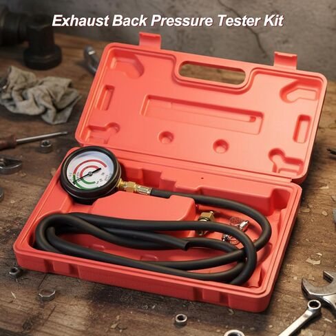 Exhaust Back Pressure Tester Kit with Carrying Case, Professional Car Automotive Exhaust Back Pressure Gauge Set, with 6FT Hose & M12 M18 Adapter, PSI & Bar Readings in Kuwait