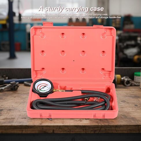 Exhaust Back Pressure Tester Kit with Carrying Case, Professional Car Automotive Exhaust Back Pressure Gauge Set, with 6FT Hose & M12 M18 Adapter, PSI & Bar Readings in Kuwait