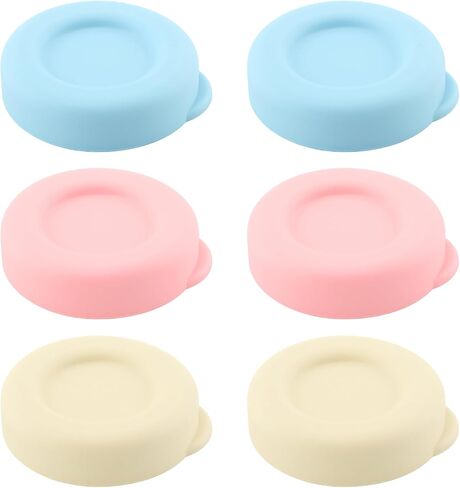 6pcs Silicone Glass Milk Bottle Caps, 48mm Glass Bottle Replacement Cap Reusable Glasses Milk Bottles Lids Easy to Clean(COLOR:3 colors) in Saudi Arabia