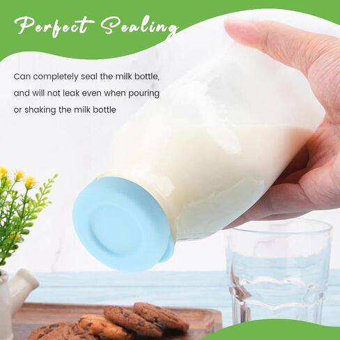 6pcs Silicone Glass Milk Bottle Caps, 48mm Glass Bottle Replacement Cap Reusable Glasses Milk Bottles Lids Easy to Clean(COLOR:3 colors) in Saudi Arabia