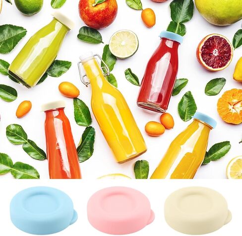 6pcs Silicone Glass Milk Bottle Caps, 48mm Glass Bottle Replacement Cap Reusable Glasses Milk Bottles Lids Easy to Clean(COLOR:3 colors) in Saudi Arabia