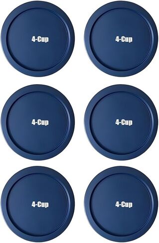 1 Stop & Go – 8-Pack Replacement Lids for Pyrex 2-Cup Glass Containers (7200-PC), BPA-Free 5-Inch Round Plastic Covers, Airtight & Leakproof – Blue in Kuwait