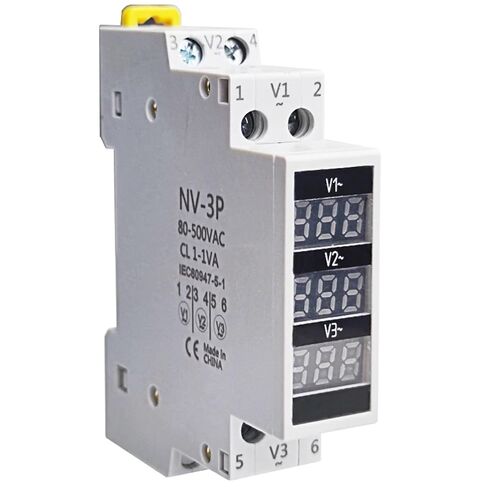 1pc Din Rail Voltage Meter AC 80-500V Single Three Phase Modular Voltmeter Indicator LED Digital Display Detector NV-1P NV-3P(NV-1P) in Kuwait