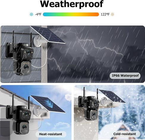 Uniter 6MP Dual Lens Solar Powered Security Cameras Wireless Outdoor, 2Pack | 360° View, PTZ, 5G/2.4G WiFi, Color Night Vision, PIR Motion Detection, Spotlight Siren, 2-Way Audio, Waterproof in Saudi Arabia