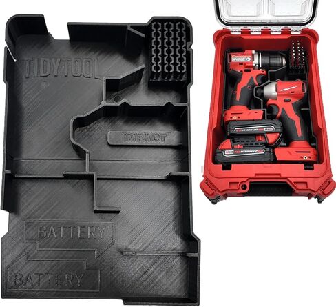 إدراج منظم متوافق مع سائق الحفر Milwaukee M18 وسائق التأثير V2 لمنظم Packout Compact in Kuwait