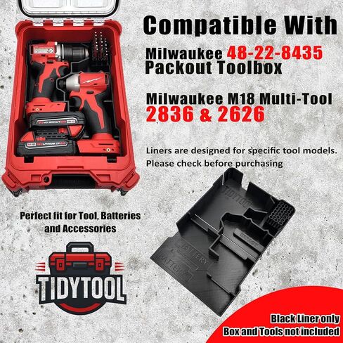 إدراج منظم متوافق مع سائق الحفر Milwaukee M18 وسائق التأثير V2 لمنظم Packout Compact in Kuwait