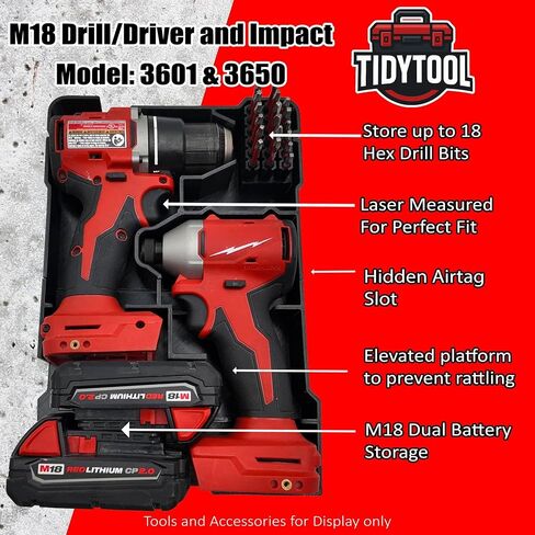 إدراج منظم متوافق مع سائق الحفر Milwaukee M18 وسائق التأثير V2 لمنظم Packout Compact in Kuwait