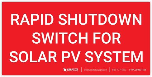 Rapid Shutdown Switch for Solar PV System - Arc Flash Label - 2" x 4" (Pack of 5) in Saudi Arabia