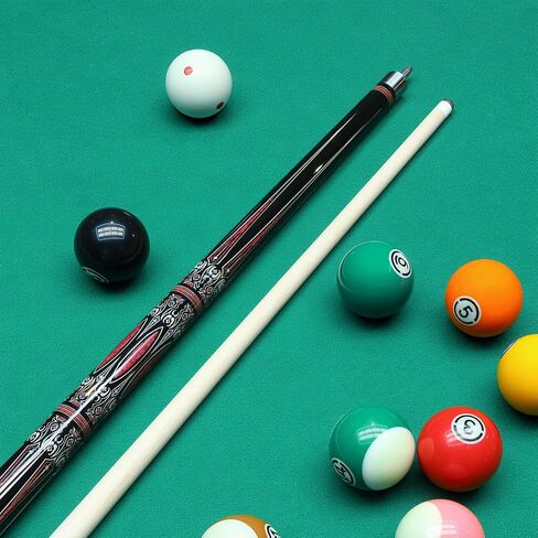 Kmise Pool Cues，Professional Billiard Pool Cue Stick with Hard Case 58" Canada Maple 13MM Tips, Low Deflection Technology - Perfect for Home Bars & Billiard (20oz Black) in Kuwait