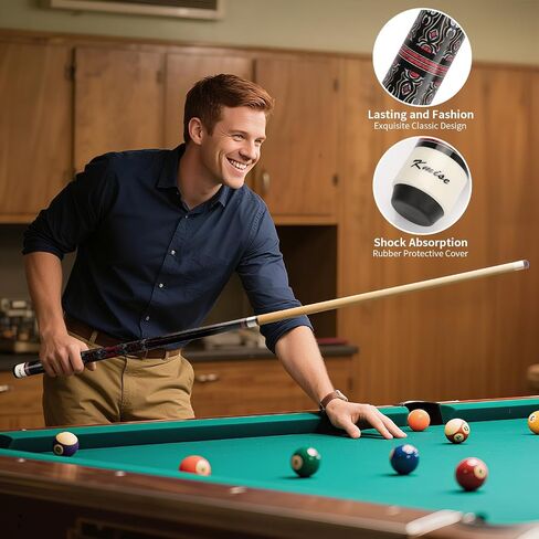 Kmise Pool Cues，Professional Billiard Pool Cue Stick with Hard Case 58" Canada Maple 13MM Tips, Low Deflection Technology - Perfect for Home Bars & Billiard (20oz Black) in Kuwait