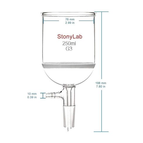قمع ترشيح/قارورة/ورق فلتر/حزمة أنابيب مطاطية من stonylab، قمع تصفية بوخنر زجاجي 250 مل مع مزيج تزجيج ناعم، قارورة مخروطية 250 مل، أنابيب مطاطية مفرغة، 100 قطعة من ورق الترشيح النوعي in Kuwait