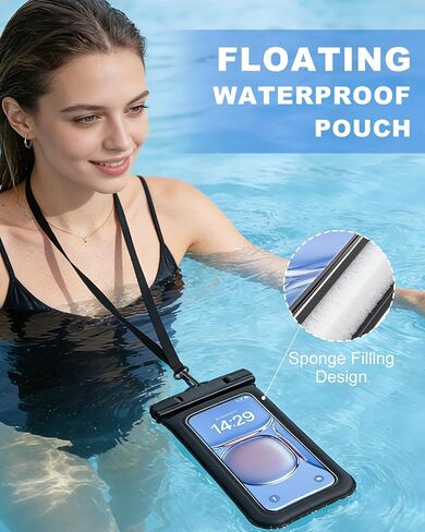 Floating Waterproof Phone Pouch 2 Pack, IP68 Waterproof Phone Case with Lanyard for Phones up to 7 Inches, for iPhone 17 16 Pro Max, Cellphone Dry Bag for Beach Pool Kayak Cruise Travel Essentials in Kuwait
