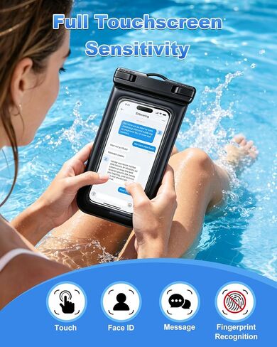Floating Waterproof Phone Pouch 2 Pack, IP68 Waterproof Phone Case with Lanyard for Phones up to 7 Inches, for iPhone 17 16 Pro Max, Cellphone Dry Bag for Beach Pool Kayak Cruise Travel Essentials in Kuwait