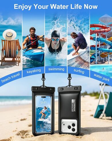 Floating Waterproof Phone Pouch 2 Pack, IP68 Waterproof Phone Case with Lanyard for Phones up to 7 Inches, for iPhone 17 16 Pro Max, Cellphone Dry Bag for Beach Pool Kayak Cruise Travel Essentials in Kuwait