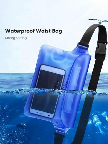 Waterproof Waist Pouch, Screen Touch Sensitive Waterproof Dry Bag with Adjustable Waist Strap, Keep Your Phone Dry for Swimming, Kayaking, Boating, Fishing, Beach Diving, Surfing, Blue in Kuwait