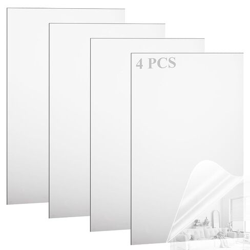 JMIATRY 4PCS Silver Acrylic Mirror Sheets 1/8 Thick,12 x 16 Inch Silver Reflective Acrylic Sheets 3 mm Plastic Mirrors Sheet Panel Mirrors Reflective Plexiglass Sheet for DIY Craft, with Protect Film in Kuwait
