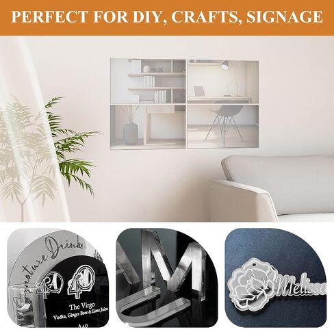 JMIATRY 4PCS Silver Acrylic Mirror Sheets 1/8 Thick,12 x 16 Inch Silver Reflective Acrylic Sheets 3 mm Plastic Mirrors Sheet Panel Mirrors Reflective Plexiglass Sheet for DIY Craft, with Protect Film in Kuwait