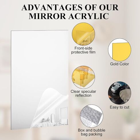 JMIATRY 4PCS Silver Acrylic Mirror Sheets 1/8 Thick,12 x 16 Inch Silver Reflective Acrylic Sheets 3 mm Plastic Mirrors Sheet Panel Mirrors Reflective Plexiglass Sheet for DIY Craft, with Protect Film in Kuwait