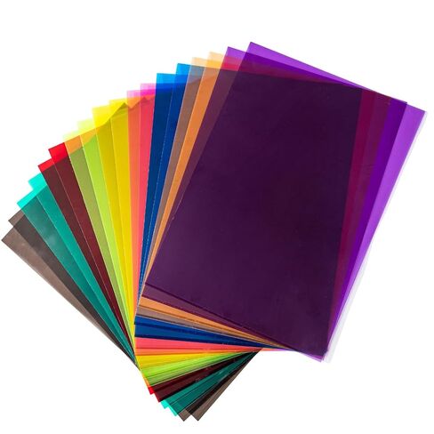 A4 Colored PVC Sheets 18-Pack, 0.3mm Flexible Transparency Film - 9 Colors for DIY Crafts, Office Use, Photography Light Gels, and Educational Projects in Kuwait
