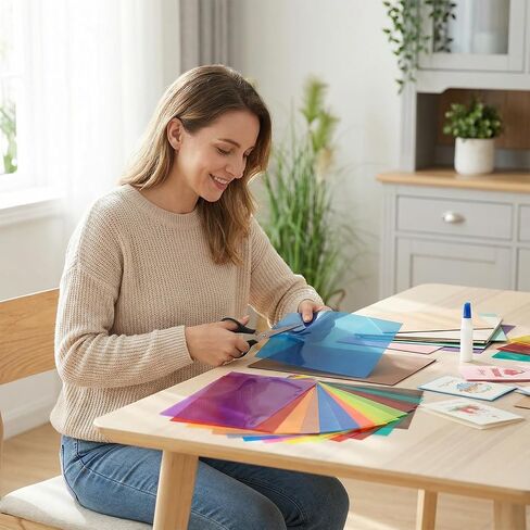 A4 Colored PVC Sheets 18-Pack, 0.3mm Flexible Transparency Film - 9 Colors for DIY Crafts, Office Use, Photography Light Gels, and Educational Projects in Kuwait