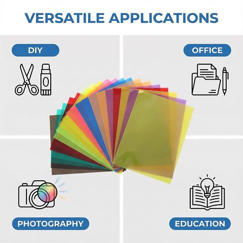 A4 Colored PVC Sheets 18-Pack, 0.3mm Flexible Transparency Film - 9 Colors for DIY Crafts, Office Use, Photography Light Gels, and Educational Projects in Kuwait