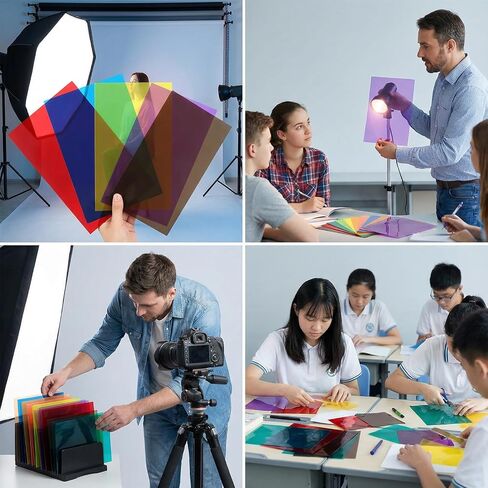 A4 Colored PVC Sheets 18-Pack, 0.3mm Flexible Transparency Film - 9 Colors for DIY Crafts, Office Use, Photography Light Gels, and Educational Projects in Kuwait
