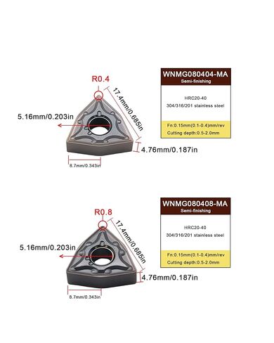 20 قطعة WNMG080404-MA WNMG080408-MA حشوات تحول من الكربيد الأرجواني، أدوات قطع المخرطة، حشوات كربيد متينة من الفولاذ الكربوني المقاوم للصدأ in Kuwait