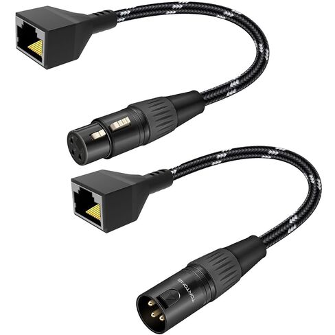 3 Pin XLR to RJ45 Adapter 1 Pair, XLR Male/Female to RJ45 Extension Cable, CAT5 Ethernet to DMX512 Cable for DMX Controller, Stage Lighting, Mixer, 1Ft in Kuwait
