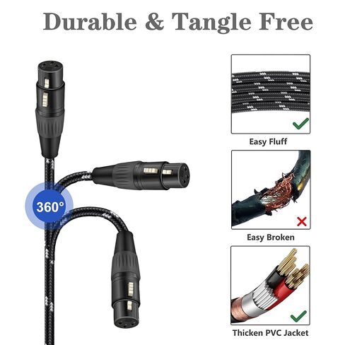 3 Pin XLR to RJ45 Adapter 1 Pair, XLR Male/Female to RJ45 Extension Cable, CAT5 Ethernet to DMX512 Cable for DMX Controller, Stage Lighting, Mixer, 1Ft in Kuwait