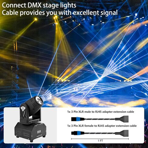 3 Pin XLR to RJ45 Adapter 1 Pair, XLR Male/Female to RJ45 Extension Cable, CAT5 Ethernet to DMX512 Cable for DMX Controller, Stage Lighting, Mixer, 1Ft in Kuwait