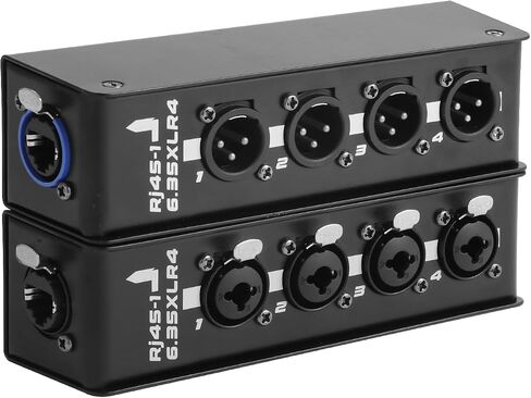 RJ45-XLR4 Connect Box, 4-Channel XLR to Ethernet Adapter, 300ft Audio DMX512 Signal Transmitter Plug and Play for Stage Studio DJ Live Events Church Wedding Cruise Ship. in Kuwait