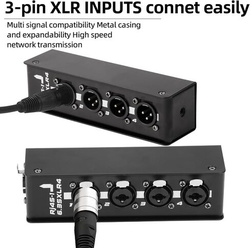 RJ45-XLR4 Connect Box, 4-Channel XLR to Ethernet Adapter, 300ft Audio DMX512 Signal Transmitter Plug and Play for Stage Studio DJ Live Events Church Wedding Cruise Ship. in Kuwait