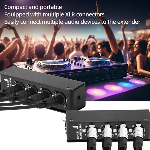 RJ45-XLR4 Connect Box, 4-Channel XLR to Ethernet Adapter, 300ft Audio DMX512 Signal Transmitter Plug and Play for Stage Studio DJ Live Events Church Wedding Cruise Ship. in Kuwait