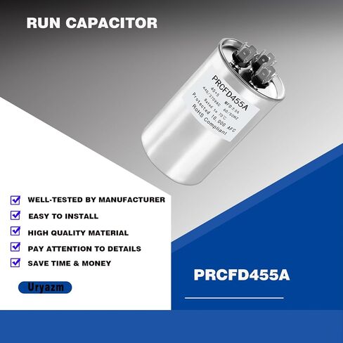 PRCFD455A مكثف تشغيل مزدوج 45 5 MFD 440 370 فولت مكثف تيار متردد مستدير استبدال محرك HVAC in Kuwait