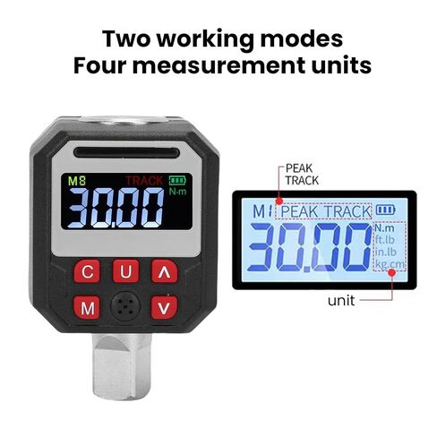 محول عزم الدوران الرقمي Luocute، محرك 1/2 بوصة 0-30Nm CW 2% CCW 3% دقة مع تنبيهات الجرس وLED، 9 مجموعات محددة مسبقًا، 500 مجموعة بيانات، لإصلاح السيارات والدراجة in Kuwait