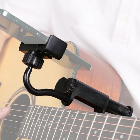 Guitar Phone Holder Adjustable 2.4-4.1in Guitar Phone Mount ABS Rotatable Phone Stand for Guitar Playing and Clamping Ukuleles and Basses Wider than 2.4in in Kuwait