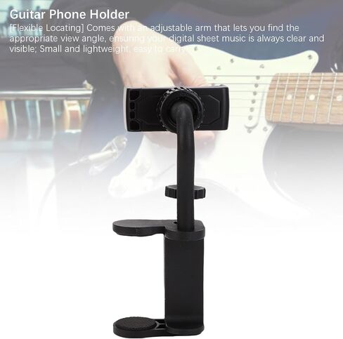 Guitar Phone Holder Adjustable 2.4-4.1in Guitar Phone Mount ABS Rotatable Phone Stand for Guitar Playing and Clamping Ukuleles and Basses Wider than 2.4in in Kuwait
